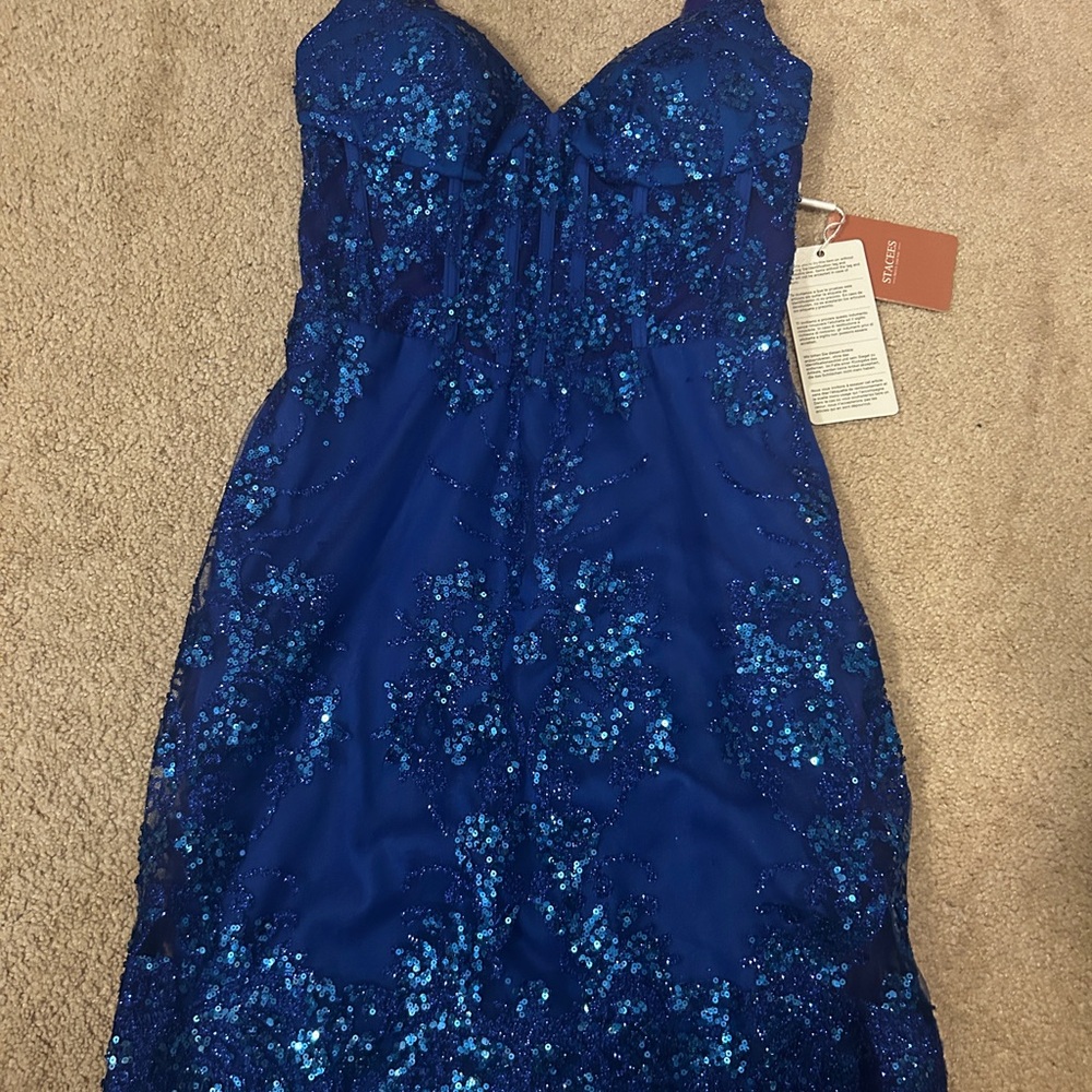 Royal Blue Sequin Embellished Cocktail Dress
